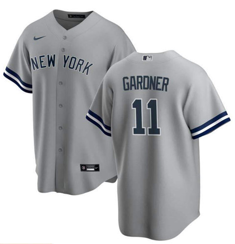 Men's New York Yankees #11 Brett Gardner Grey Stitched Mlb Jersey.