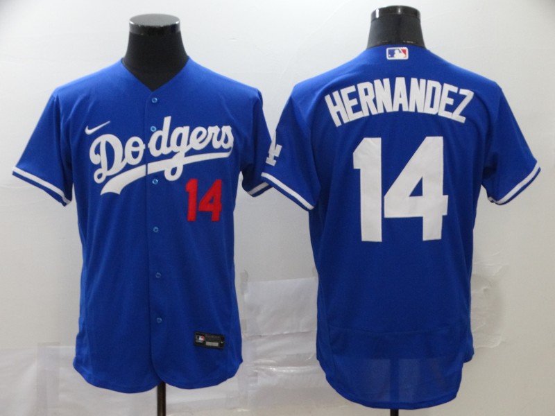 Men's Los Angeles Dodgers #14 Kiké Hernández Blue Flex Base Stitched MLB Jersey