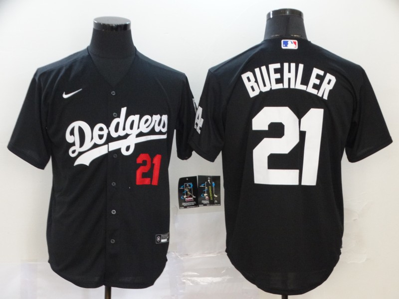 Men's Los Angeles Dodgers #21 Walker Buehler Black Flex Base Stitched MLB Jersey