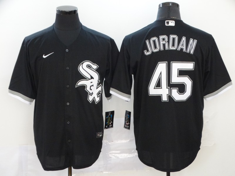 Men's Chicago White Sox Blank #45 Michael Jordan Black Cool Base Stitched MLB Jersey