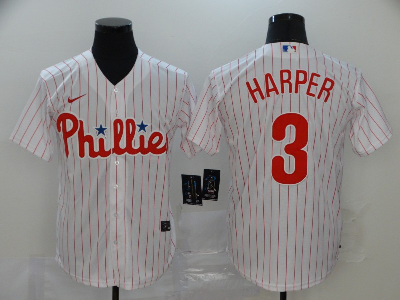Men's Philadelphia Phillies #3 Bryce Harper White Cool Base Stitched MLB Jersey