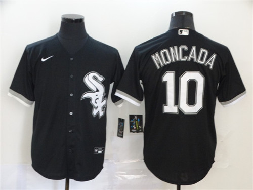 Men's Chicago White Sox #10 Yoán Moncada Black Cool Base Stitched MLB Jersey