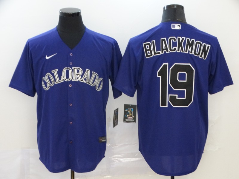 Men's Colorado Rockies #19 Charlie Blackmon Blue Cool Base Stitched MLB Jersey