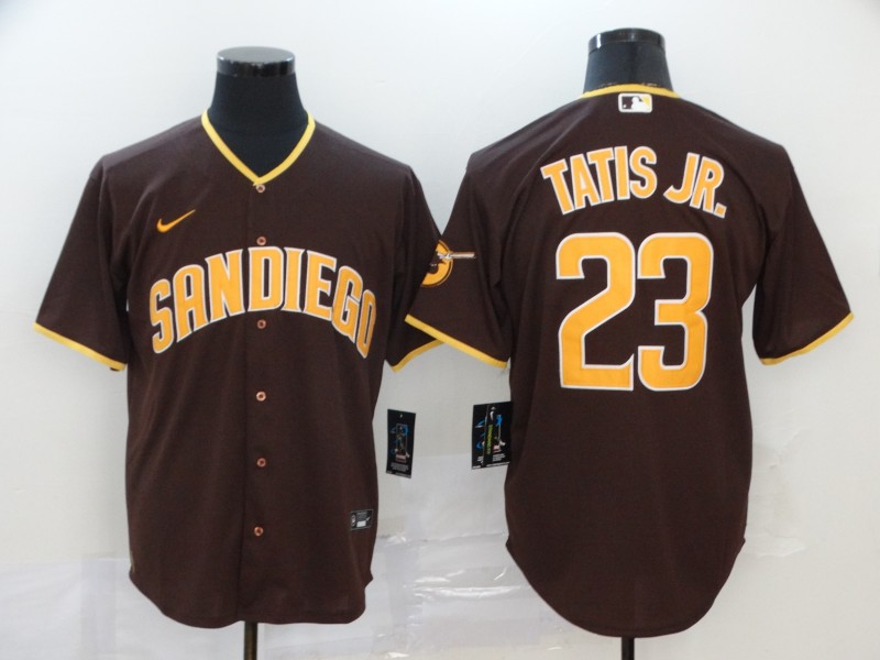 Men's San Diego Padres Majestic Coffee #23 Fernando Tatis Jr. Stitched MLB Jersey