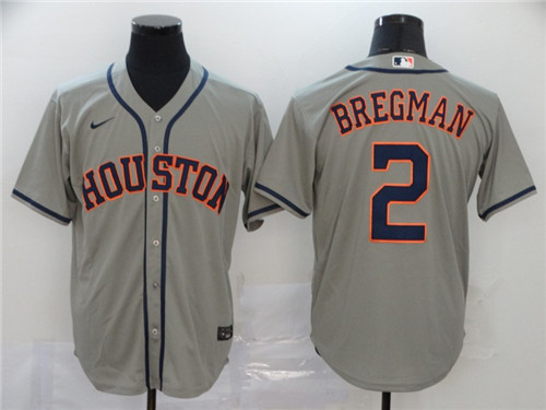 Men's Houston Astros #2 Alex Bregman Grey Cool Base Stitched MLB Jersey