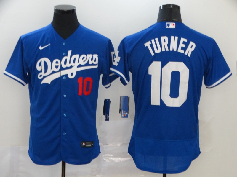 Men's Los Angeles Dodgers #10 Justin Turner Blue Flex Base Stitched MLB Jersey