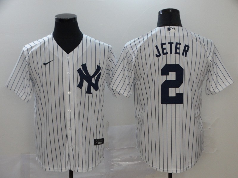 Men's New York Yankees #2 Derek Jeter White Cool Base Stitched MLB Jersey