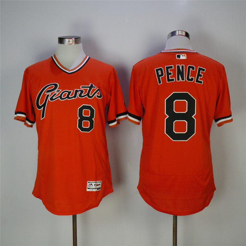 Men's San Francisco Giants #8 Hunter Pence Orange Throwback Flexbase Stitched MLB Jersey