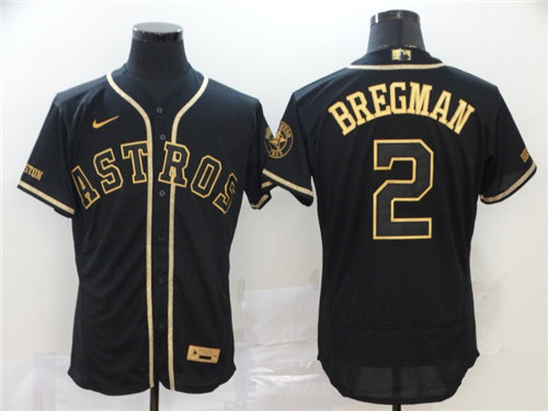 Men's Houston Astros #2 Alex Bregman 2020 Blak Golden Flex Base Stitched MLB Jersey
