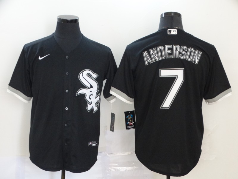 Men's Chicago White Sox Blank #7 Tim Anderson Black Cool Base Stitched MLB Jersey