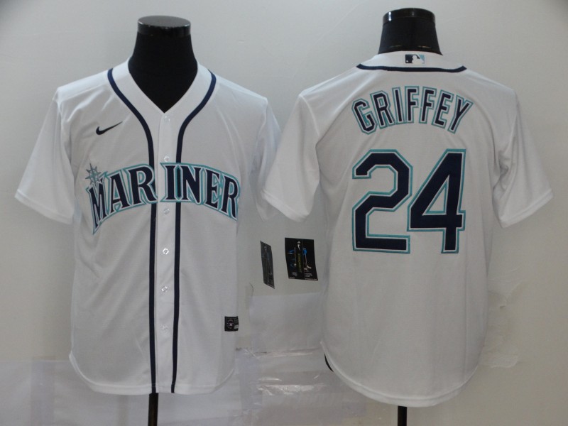 Men's Seattle Mariners #24 Ken Griffey White Cool Base Stitched MLB Jersey
