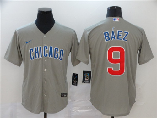 Men's Chicago Cubs #9 Javier Baez Grey Cool Base Stitched MLB Jersey