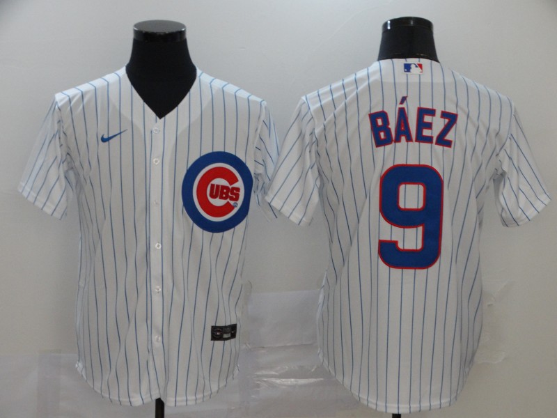 Men's Chicago Cubs #9 Javier Baez White Cool Base Stitched MLB Jersey