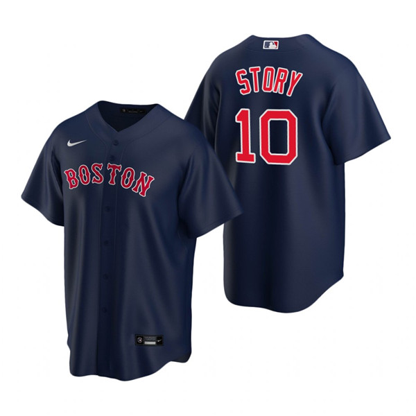 Men's Boston Red Sox #10 Trevor Story Navy Cool Base Stitched Baseball Jersey