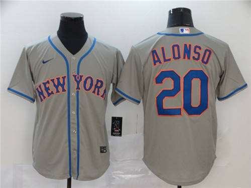 Men's New York Mets #20 Pete Alonso Grey Cool Base Stitched MLB Jersey