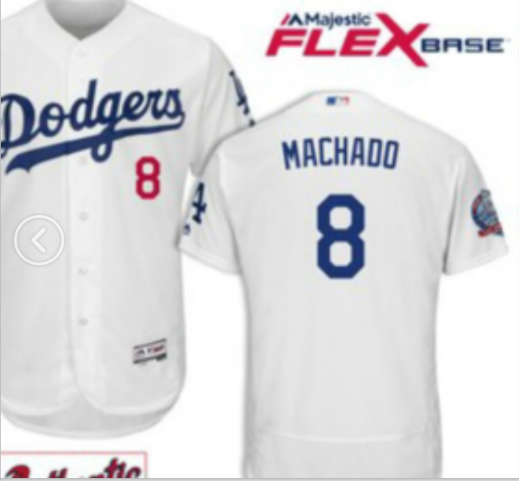 Men's Los Angeles Dodgers #8 Manny Machado White Flexbase Player Stitched MLB Jersey