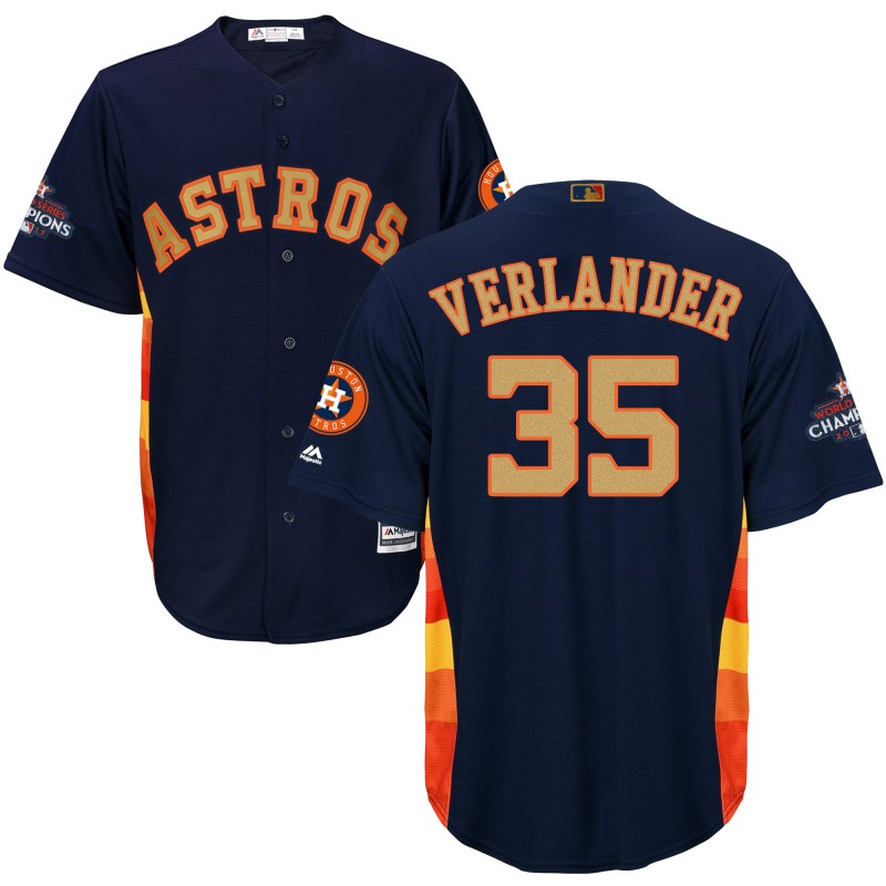 Men's Houston Astros #35 Justin Verlander Navy 2018 Gold Program Cool Base Stitched MLB Jersey