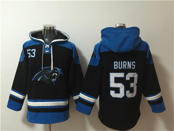 Men's Carolina Panthers #53 Brian Burns Black Ageless Must-Have Lace-Up Pullover Hoodie