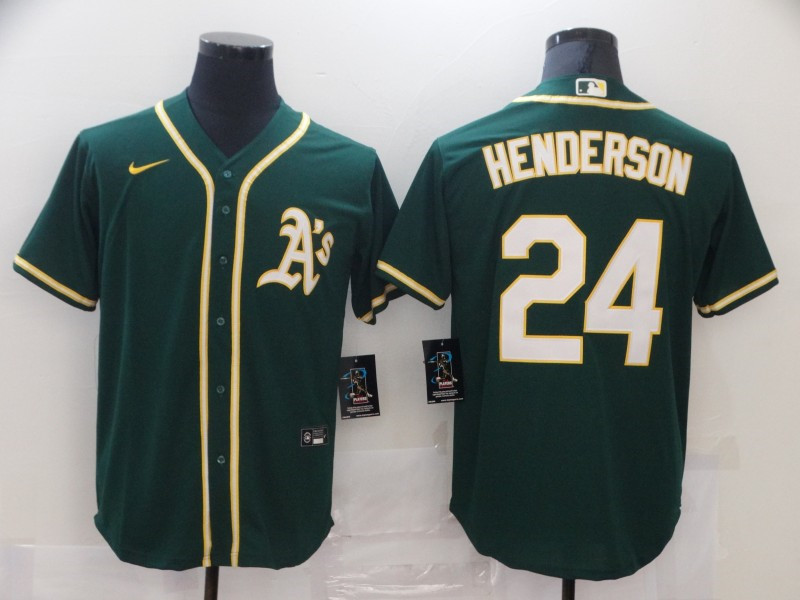 Athletics #24 Rickey Henderson Green Cool Base Stitched MLB Jersey