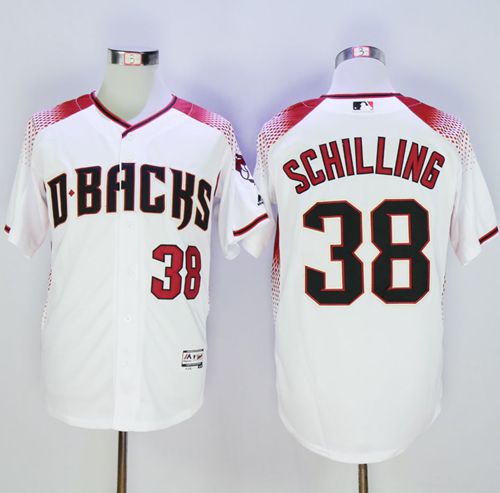 Diamondbacks #38 Curt Schilling White/Brick New Cool Base Stitched MLB Jersey