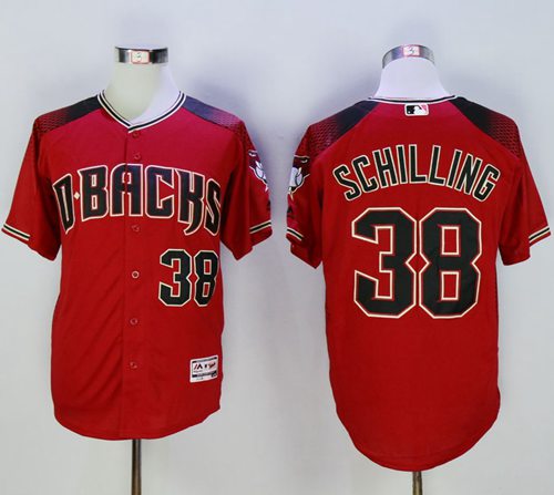 Diamondbacks #38 Curt Schilling Red/Brick New Cool Base Stitched MLB Jersey