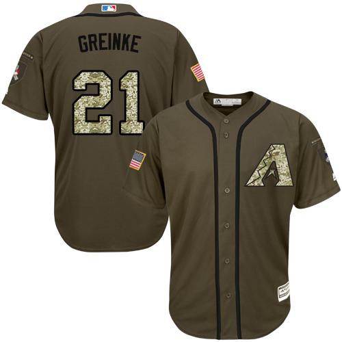 Diamondbacks #21 Zack Greinke Green Salute to Service Stitched MLB Jersey