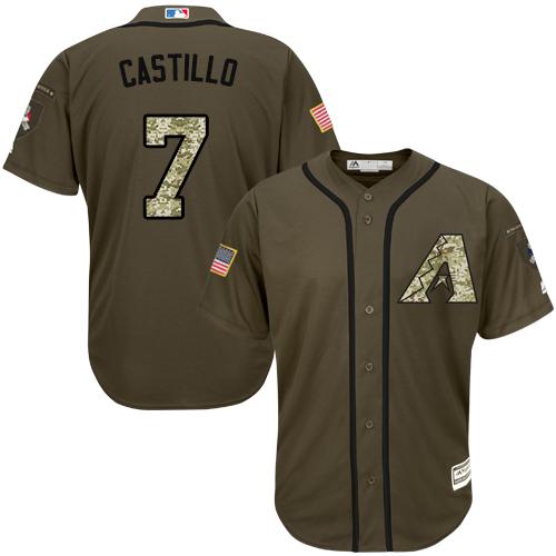 Diamondbacks #7 Welington Castillo Green Salute to Service Stitched MLB Jersey