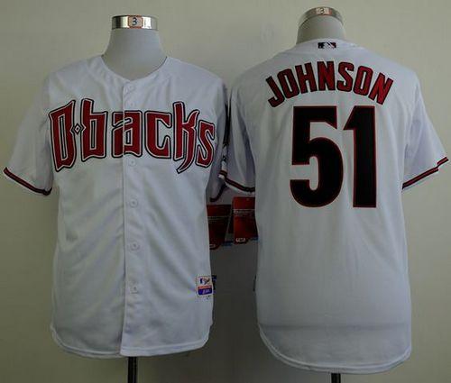 Diamondbacks #51 Randy Johnson White Cool Base Stitched MLB Jersey