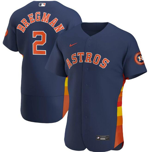 Men's Houston Astros Navy #2 Alex Bregman Flex Base Stitched MLB Jersey