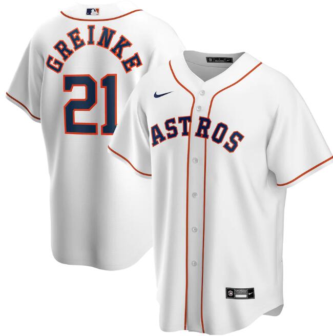 Men's Houston Astros White #21 Zack Greinke Cool Base Stitched MLB Jersey