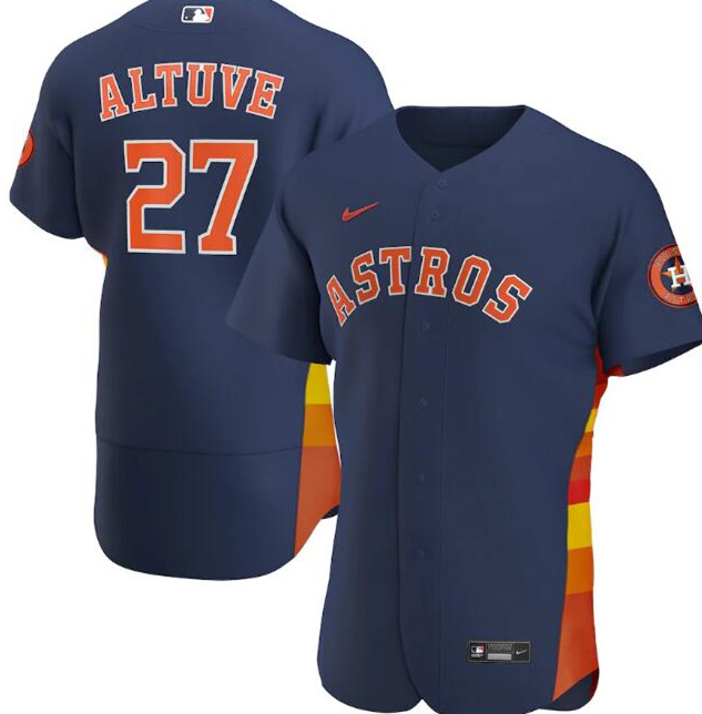 Men's Houston Astros Navy #27 Jose Altuve Flex Base Stitched MLB Jersey