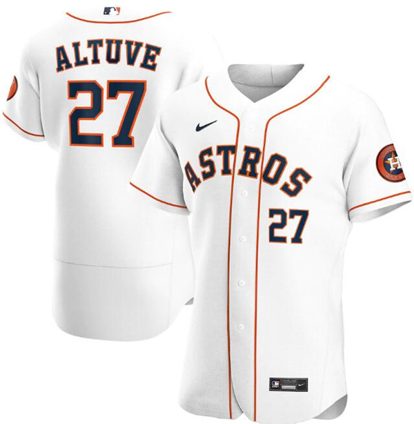 Men's Houston Astros White #27 Jose Altuve Flex Base Stitched MLB Jersey