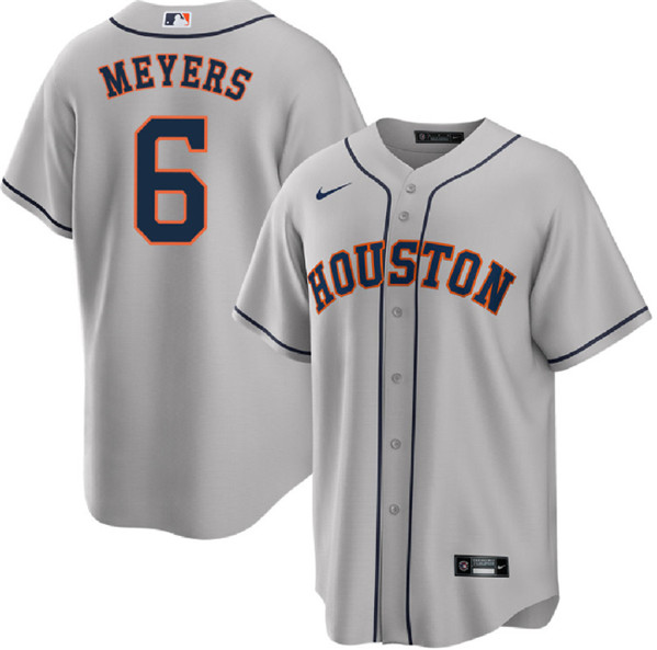 Men's Houston Astros #6 Jake Meyers Gray Cool Base Stitched Baseball Jersey