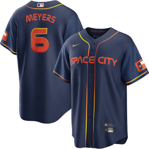 Men's Houston Astros #6 Jake Meyers Navy City Connect Cool Base Stitched Baseball Jersey
