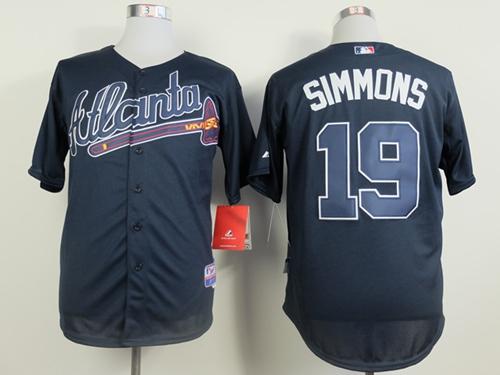 Braves #19 Andrelton Simmons Blue Cool Base Stitched MLB Jersey