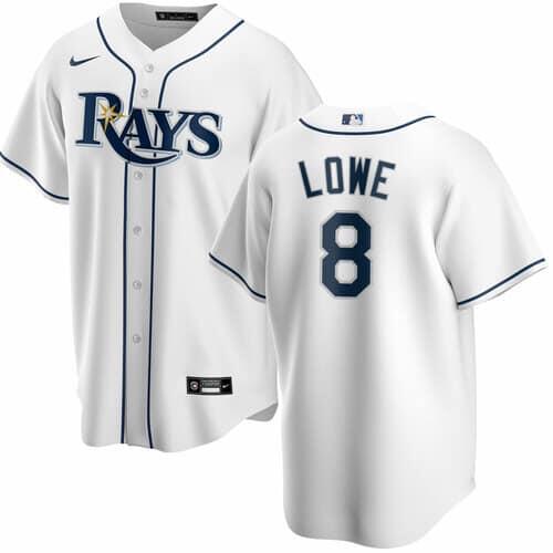 Men's Tampa Bay Rays #8 Brandon Lowe White Cool Base Stitched Jersey