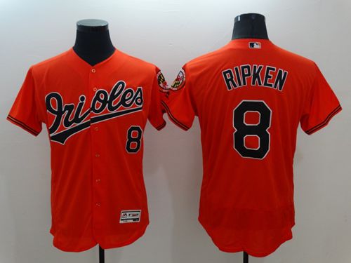Orioles #8 Cal Ripken Orange Flexbase Authentic Collection Stitched MLB Jersey