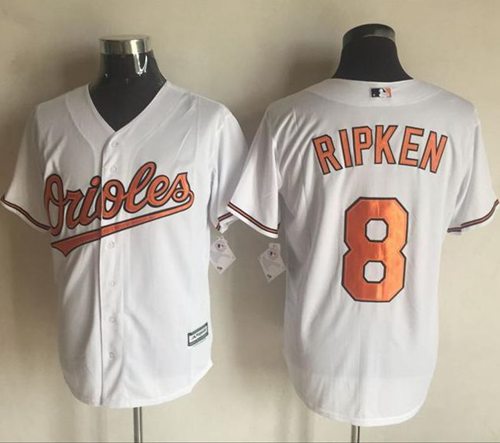 Orioles #8 Cal Ripken White New Cool Base Stitched MLB Jersey