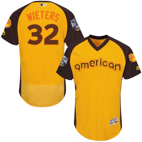 Orioles #32 Matt Wieters Gold Flexbase Authentic Collection 2016 All-Star American League Stitched MLB Jersey