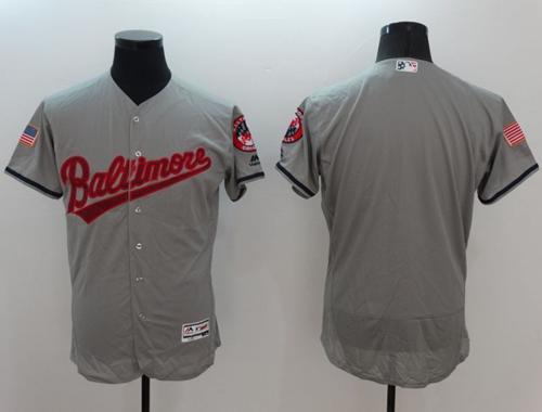 Orioles Blank Grey Fashion Stars & Stripes Flexbase Authentic Stitched MLB Jersey