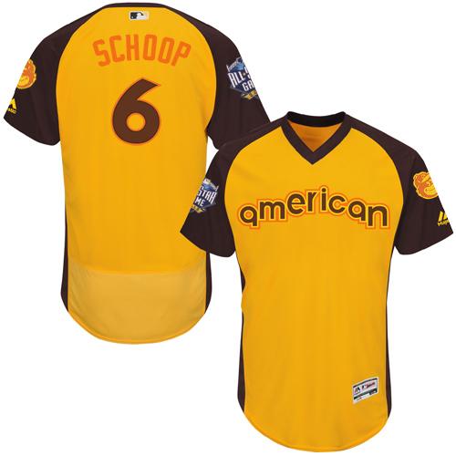 Orioles #6 Jonathan Schoop Gold Flexbase Authentic Collection 2016 All-Star American League Stitched MLB Jersey
