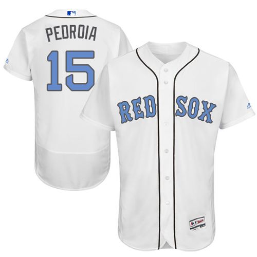 Red Sox #15 Dustin Pedroia White Flexbase Authentic Collection 2016 Father's Day Stitched MLB Jersey