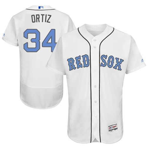 Red Sox #34 David Ortiz White Flexbase Authentic Collection 2016 Father's Day Stitched MLB Jersey