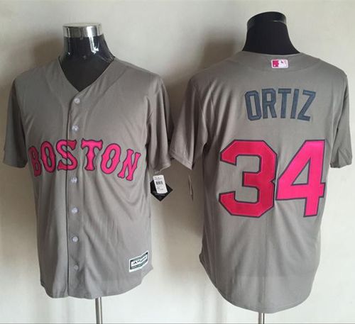 Red Sox #34 David Ortiz Grey New Cool Base 2016 Mother's Day Stitched MLB Jersey