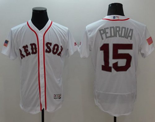Red Sox #15 Dustin Pedroia White Fashion Stars & Stripes Flexbase Authentic Stitched MLB Jersey