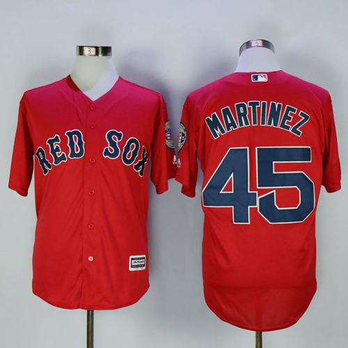 Red Sox #45 Pedro Martinez Red New Cool Base Stitched MLB Jersey