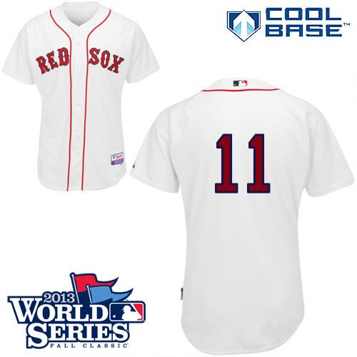 Red Sox #11 Clay Buchholz White Cool Base 2013 World Series Patch Stitched MLB Jersey
