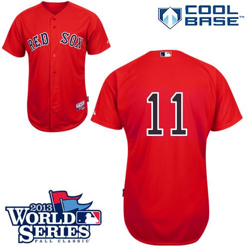 Red Sox #11 Clay Buchholz Red Cool Base 2013 World Series Patch Stitched MLB Jersey
