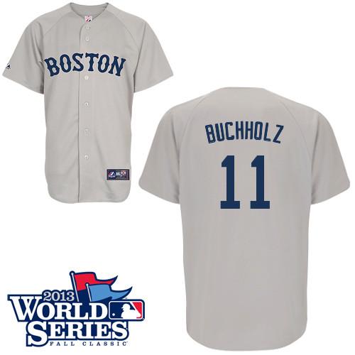 Red Sox #11 Clay Buchholz Grey Cool Base 2013 World Series Patch Stitched MLB Jersey