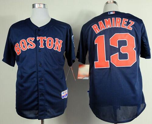 Red Sox #13 Hanley Ramirez Dark Blue Cool Base Stitched MLB Jersey